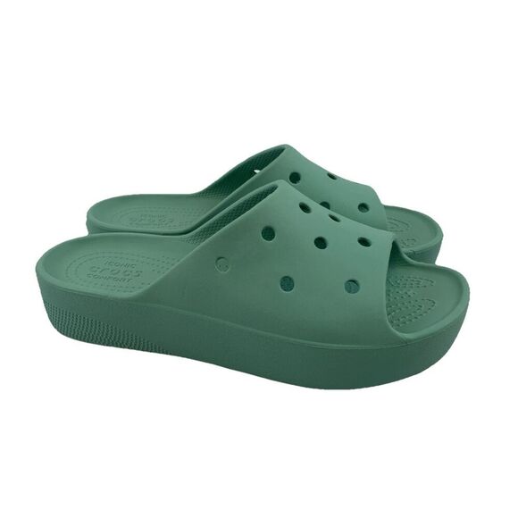 Crocs Classic Platform Slide Sandal Jade Stone Green Slip On 208180 Womens 8 - Picture 1 of 12